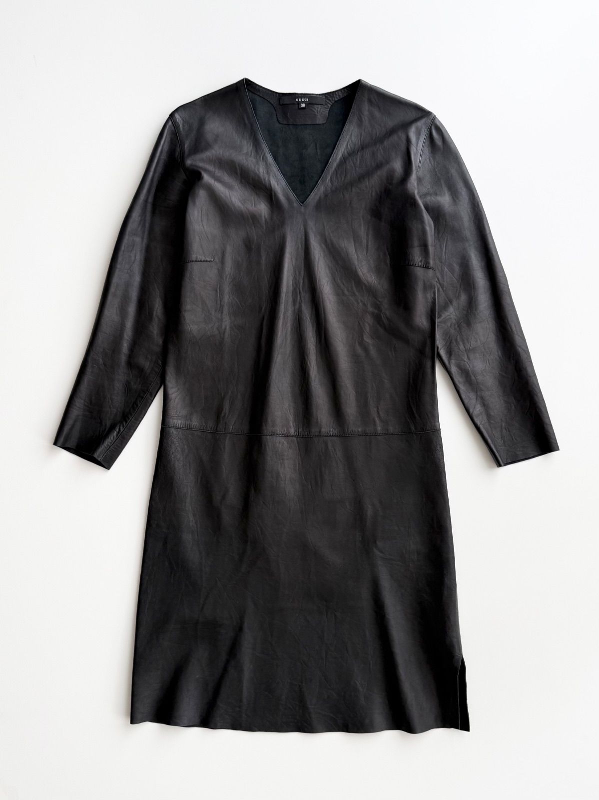 SS2000 GUCCI BU TOM FORD LEATHER ONE PIECE グッチ　2000年　トムフォード期　archive アーカイブ　レザー　ワンピース　ランウェイ　スペシャル　レザー　トップス