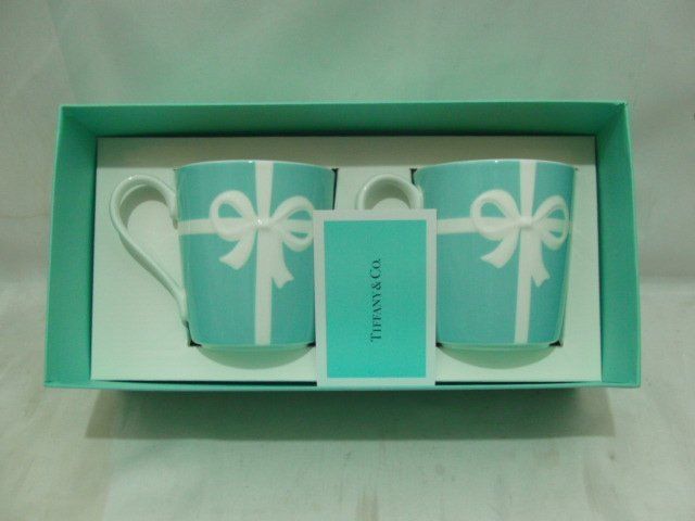 【未使用保管品】TIFFANY&Co. ティファニー ブルー ボックス リボン ペアマグカップ ティファニーブルー