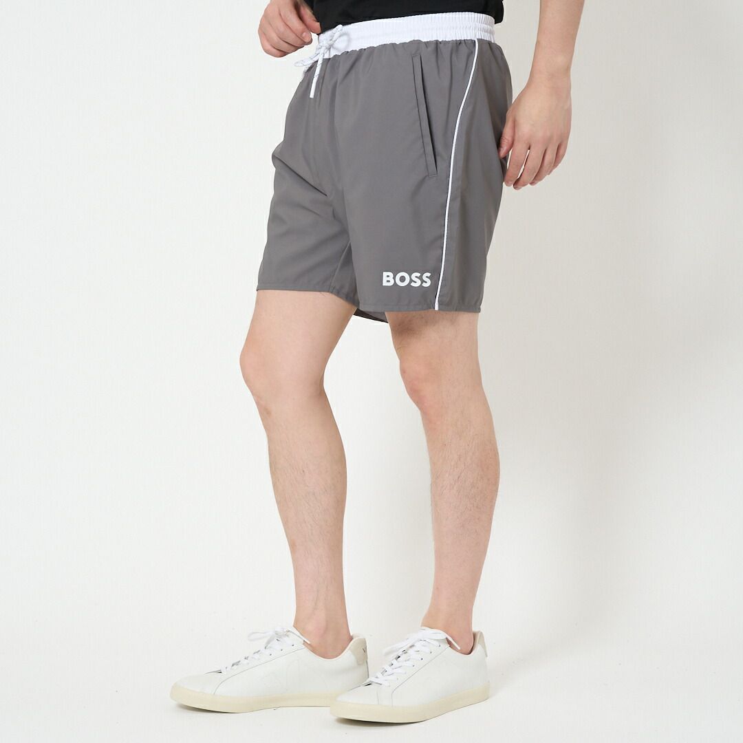 ヒューゴボス HUGO BOSS ショートパンツ ビーチウェア 水着 水陸両用 クイックドライ スイムショーツ ロゴプリント 50514429 STARFISH 025 DARK GREY