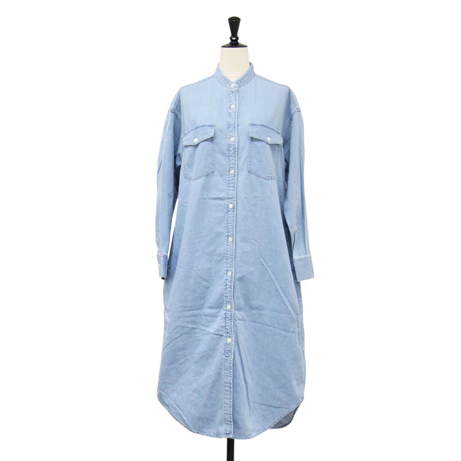 23区 ニジュウサンク ワンピース ライトブルー サイズ:38(M) | 24春夏 ライトダンガリー シャツワンピース | 23区DENIM 羽織り バンドカラー 長袖 ウォッシュ加工 コットン | トップス【レディース】【中古】