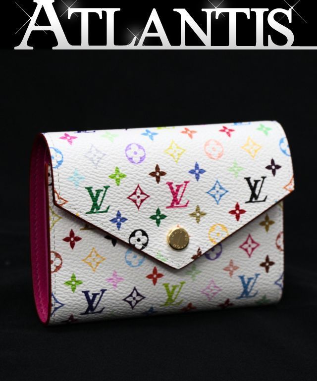 未使用 ルイヴィトン Louis Vuitton LV×TM 村上隆 ポルトフォイユ・ヴィクトリーヌ 三つ折り財布 モノグラムマルチカラー 白 M28387 【74918】