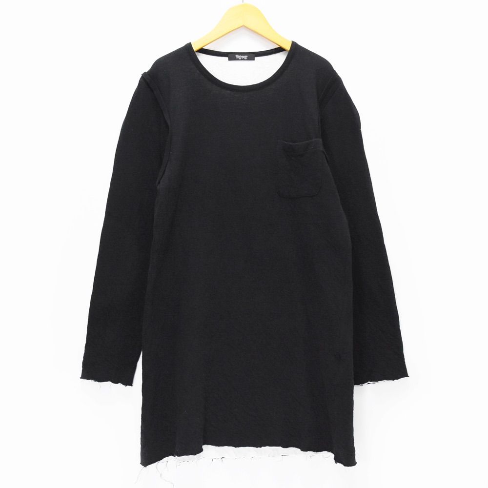 UNDERCOVER アンダーカバー UNDERCOVERISM アンダーカバーイズム レイヤード カットソー ロンT Tシャツ ポケットT 無地 コットン100% ブラック 黒 断ち切り サイズ2 M D4803 09AW イヤマフ期