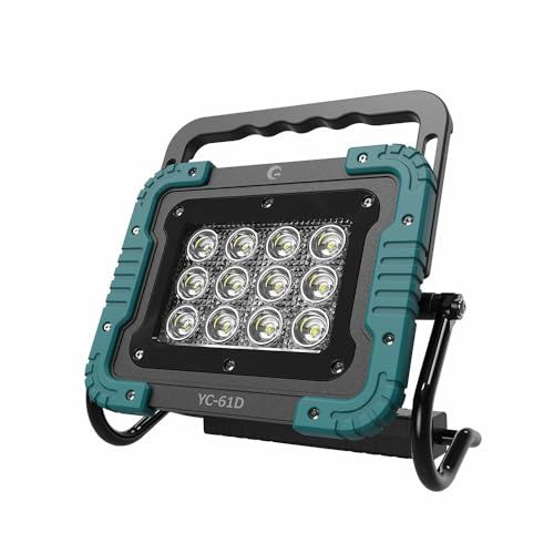 GOODGOODS led 電池式 投光器 6000lm 60W 夜釣り 作業灯 防水 バッテリー着脱式 ポータブル投光器 昼光色 超高輝 屋外照明 ワークライト 携帯型 バッテリーなし 災害グッズ 停電対策 強力マグネット アウトドア 集魚 921e95f9