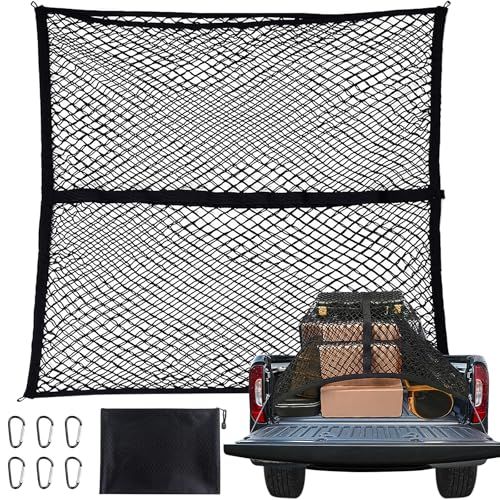カーゴネット 120×120cm(最大240×240cm）200%伸縮率 車用 ラゲッジネット ルーフキャリア ツーリングネット フック付属 収納ポーチ付属 (120*120cm)as 1dc46bc4