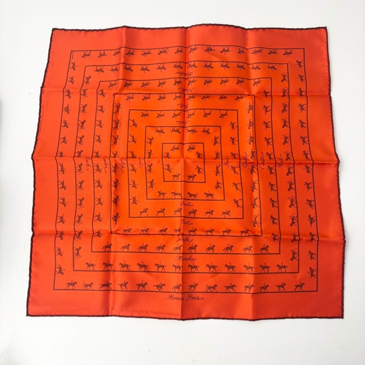 エルメス スカーフ カレ45 SAUT GALOP CANTER RACK SILK100% 2227