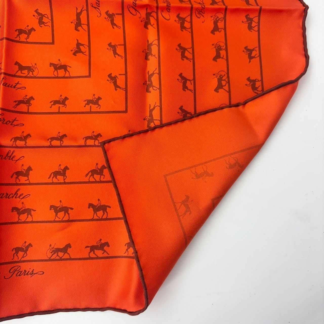 エルメス スカーフ カレ45 SAUT GALOP CANTER RACK SILK100% 2227