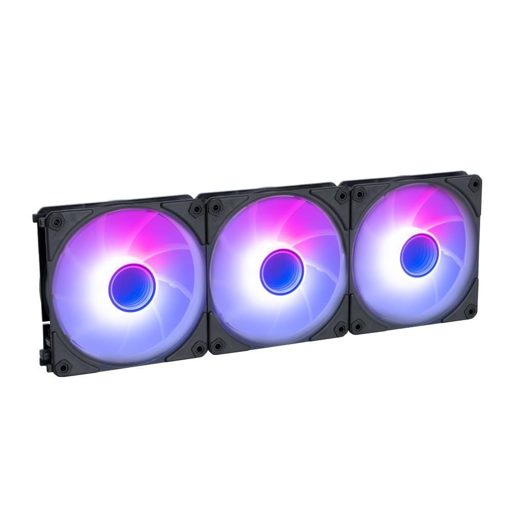 新品 オウルテック PCケースファン 3個セット 連結 ARGB LED内蔵 アドレサブル RGB デイジーチェーン PWM 静音 冷却 ブラック OWL-FS1225ARGB-BK3P