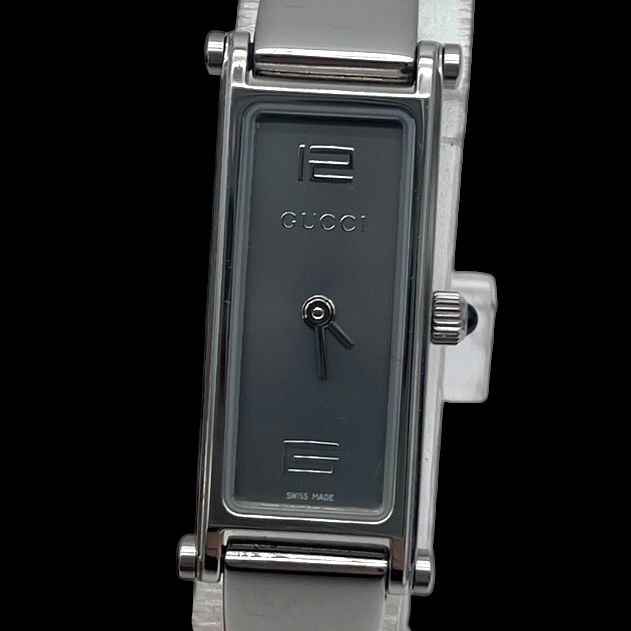 【美品・電池新品】GUCCI 1500L シルバー GG 1Pダイヤ レディース 新品電池 稼働品 GUCCI グッチ レディース腕時計 1500L グレー文字盤
