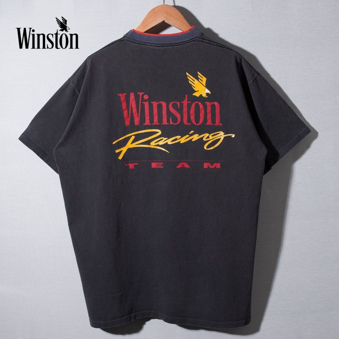 激レア Winston 企業 タバコ 90s ビンテージ イーグル 鷹 90s USA製 ヴィンテージ Tシャツ XL ブラック レッド ウィンストン
