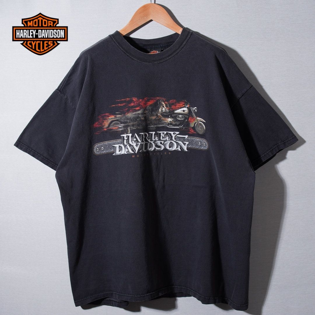 00s ハーレーダビッドソン Tシャツ XL 相当 2002年製 ブラック ハーレーT Harley Davidson ヴィンテージ Vintage ニュージャージー州 オーバーサイズ ストリート アメカジ 古着 T132