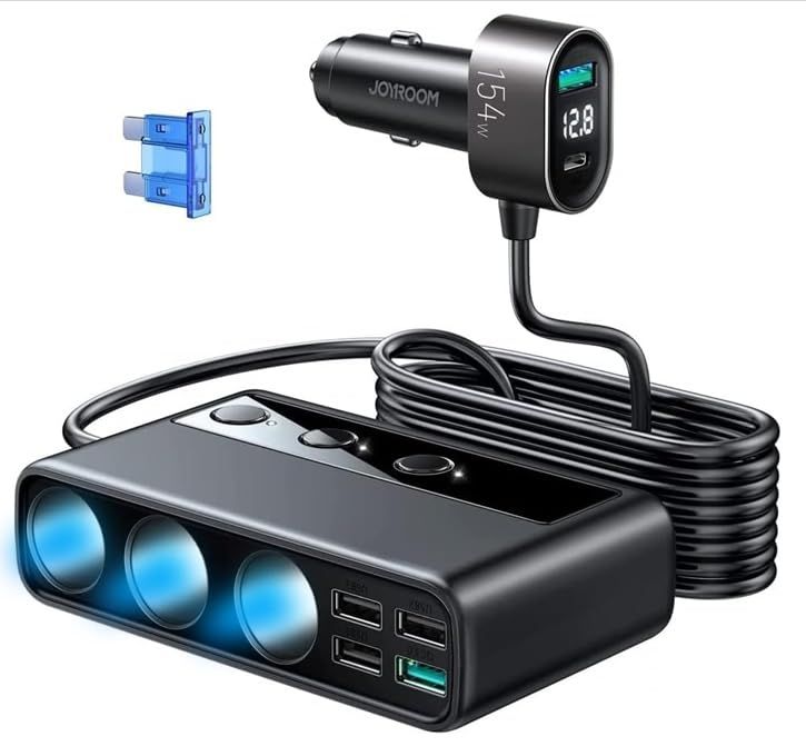 154W 3連 シガーソケット QC3.0 急速充電搭載 シガレット 増設 4x 3.6AUSBポートと1xQuickCharge3.0ポート+ PDポート スマートIC スイッチ 車用増設ソケット 電源ソケット すべての車種12Vの国産車は e2fcb2bf