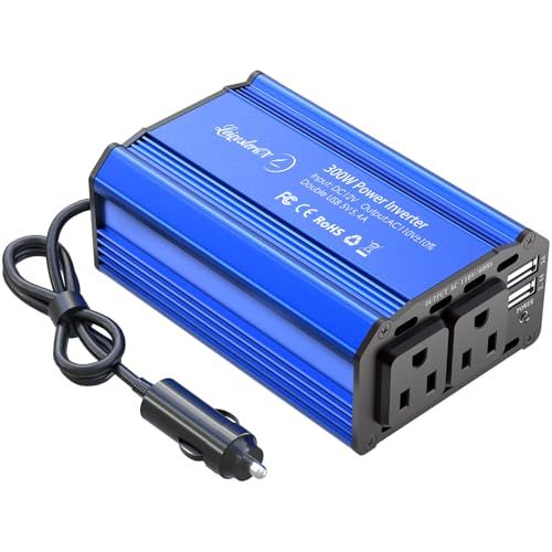 LST インバーター 300W シガーソケット コンセント 急速充電対応 カーインバーター DC12VをAC100Vに変換 車載充電器 USB-Aポート*2 AC100V電源2口 コンバーター 車 インバーター カーコンバーター 停電、車中泊 24044e8e