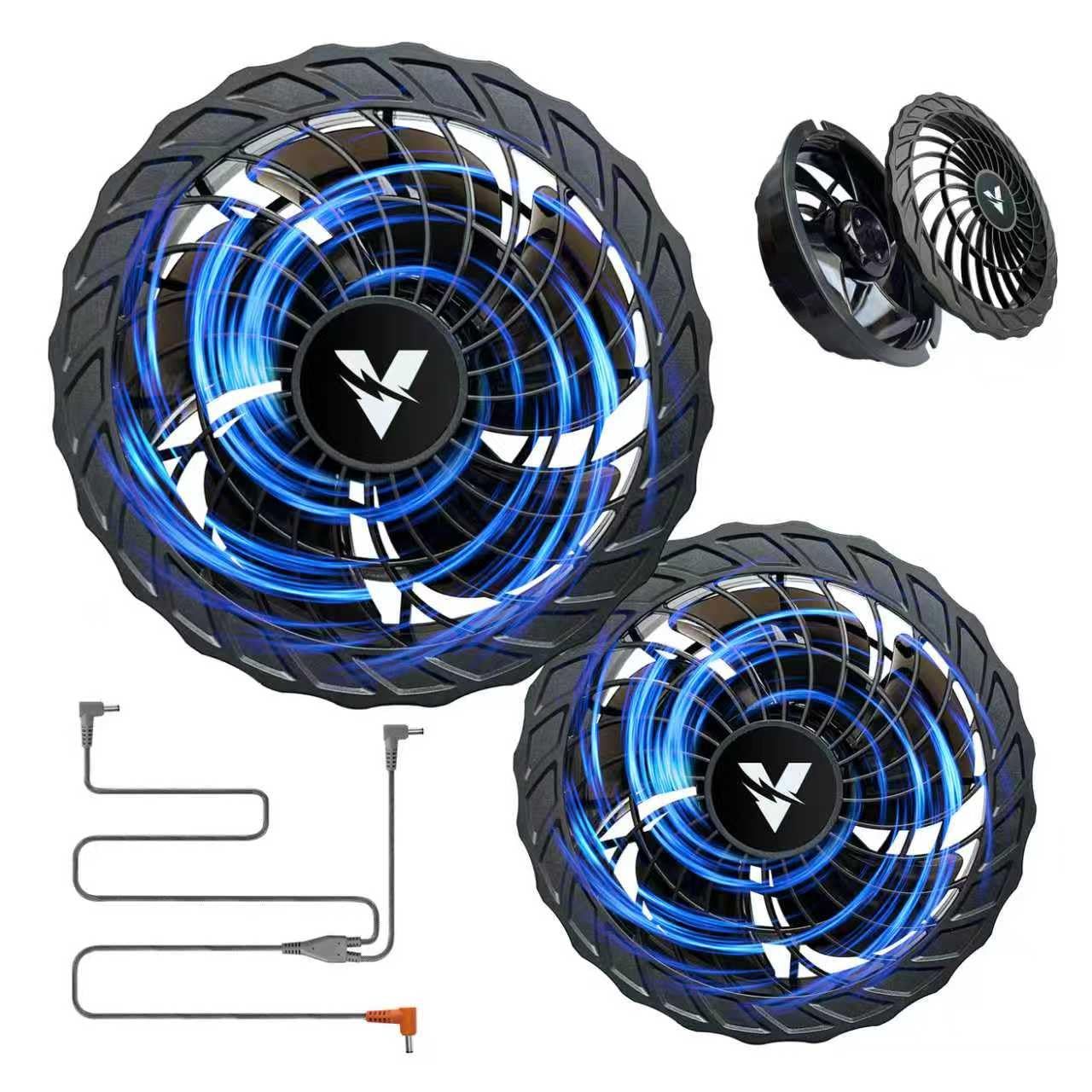 空調作業服 ファン 28V DC接続ケーブル付き 5枚羽根 超大風量 静音【超薄型 超軽量】冷却服扇風機 交換用 日本製ブラシレスモーターカバー取り外し可能 9cm服穴径対応 熱中症対策ma f101cc68