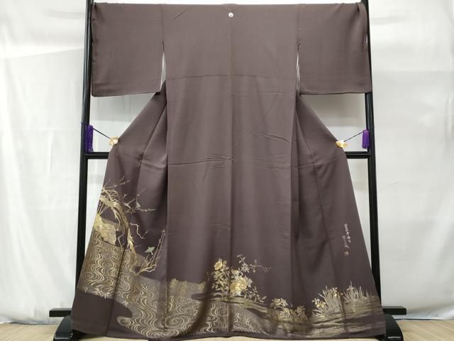 平和屋着物□豪華色留袖 作家物 誉鳥歌幸梅図 縫史宝織 金銀糸 正絹