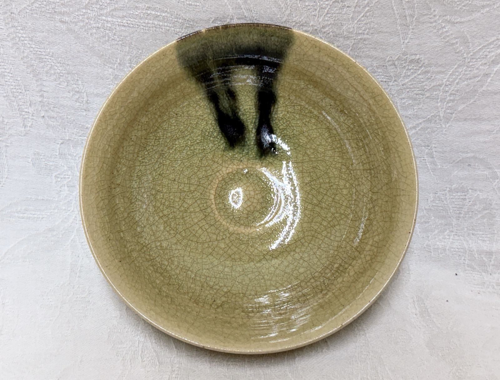 D62 寿山 御深井 茶碗 平茶碗 共箱 茶道具 時代物 古美術品 骨董品