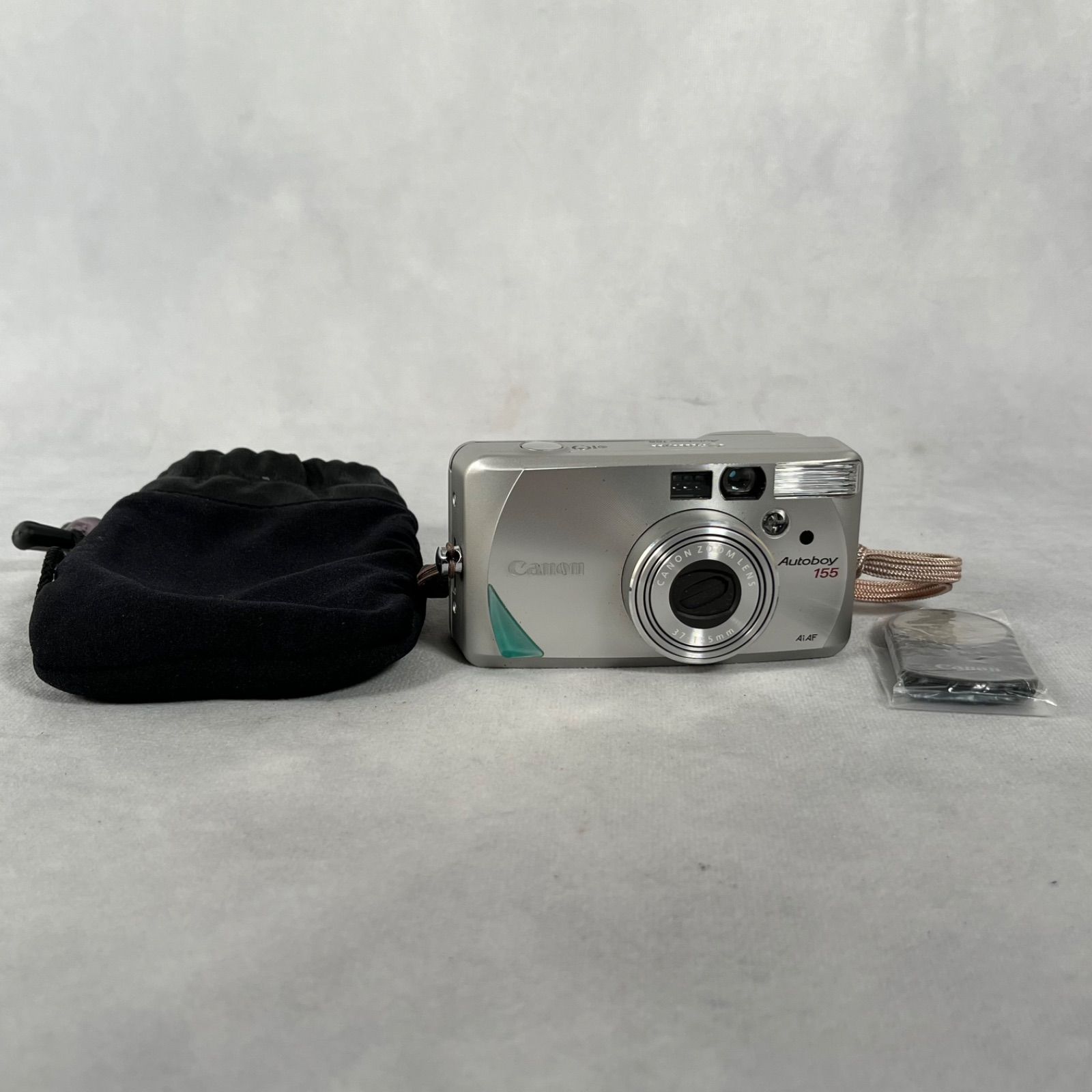 【管2605-285】CANON キヤノン Autoboy 155 コンパクトフイルムカメラ シルバー + リモコン付 現状渡し 動作未確認