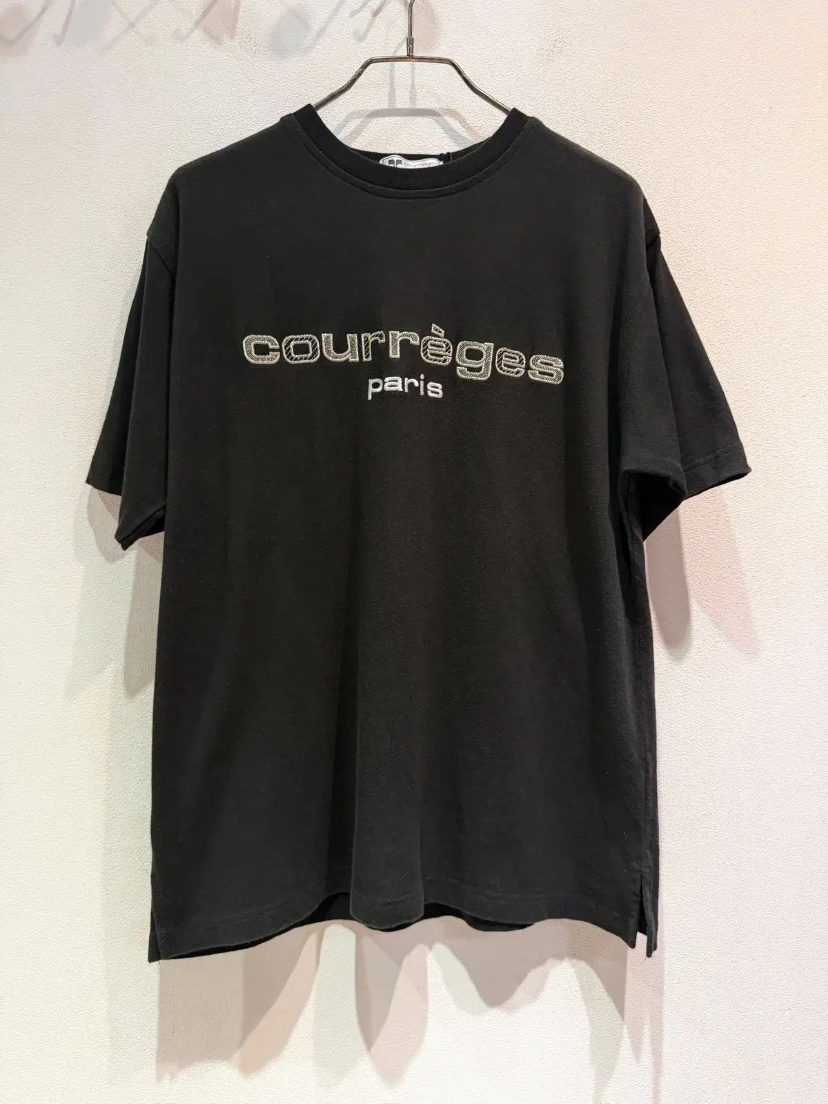 Courreges Paris Logo Black Tee