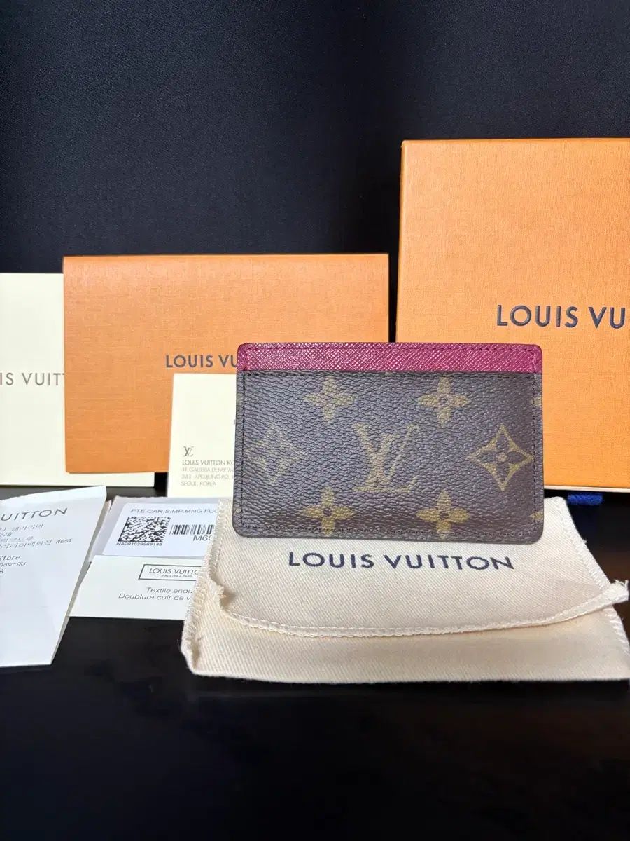 正規品 フルセット Louis Vuitton ルイヴィトン モノグラム フューシャ カードウォレット