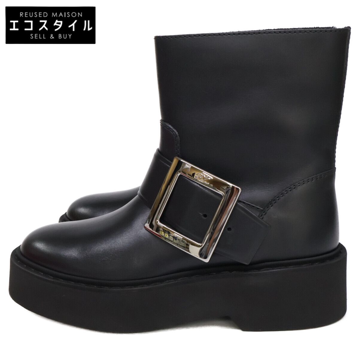 Roger Vivier　ロジェヴィヴィエ　【新品同様】RVW74038980TTQB999 VIV RANGERS HIGH MET BIKERS BOOTIE バイカーブーツ　38