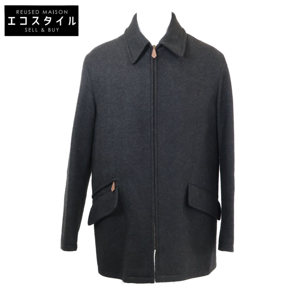 HERMES エルメス 【国内正規】カシミヤ100％ ジップアップ ハーフ 52