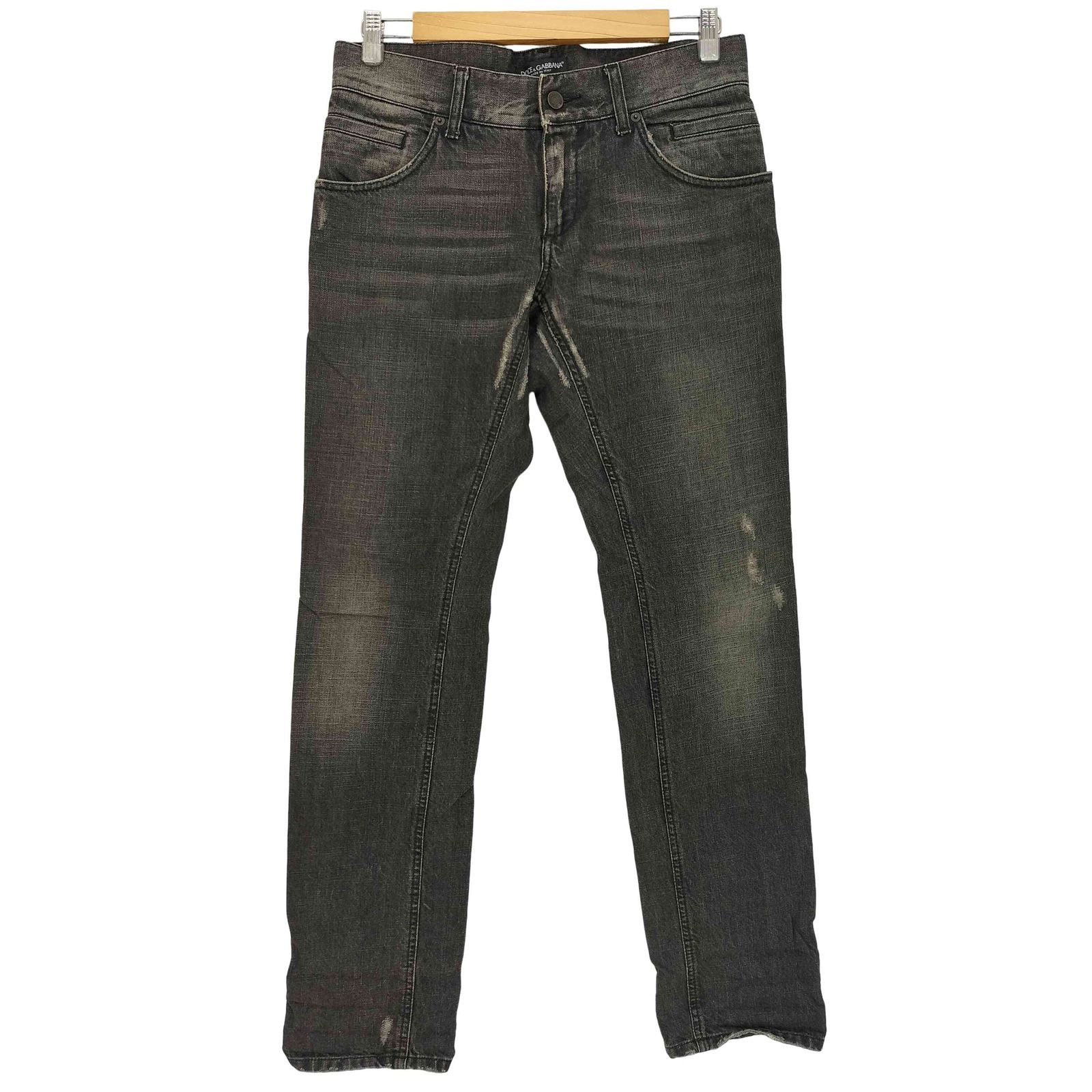ドルチェアンドガッバーナ DOLCE&GABBANA イタリア製 14 背面ロゴプレート ブラック スキニーデニム メンズ EUR：46-48
