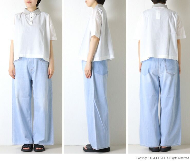 マオメイド mao made ひらひらVOILE 配色衿ニットポロプルオーバー 621312 コットン カットソー 半袖 レディース 2026春夏