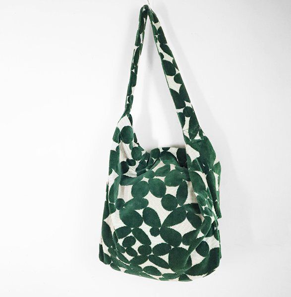 美品* mina perhonen ◆ leaf (ra9742) 2WAY ショルダーバッグ グリーン ベルベットジャガード タグ付き ミナ ペルホネン ◆MU16