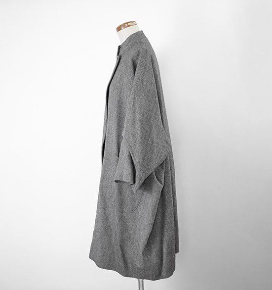 美品* ARTS & SCIENCE ◆ Big balloon coat ヘリンボーン ビッグバルーン コート サイズ1 黒 アーツ&サイエンス ◆MU16