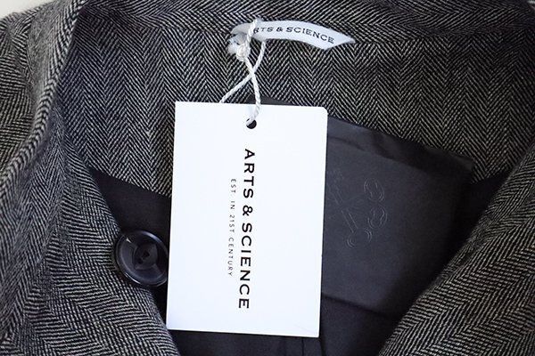 美品* ARTS & SCIENCE ◆ Big balloon coat ヘリンボーン ビッグバルーン コート サイズ1 黒 アーツ&サイエンス ◆MU16