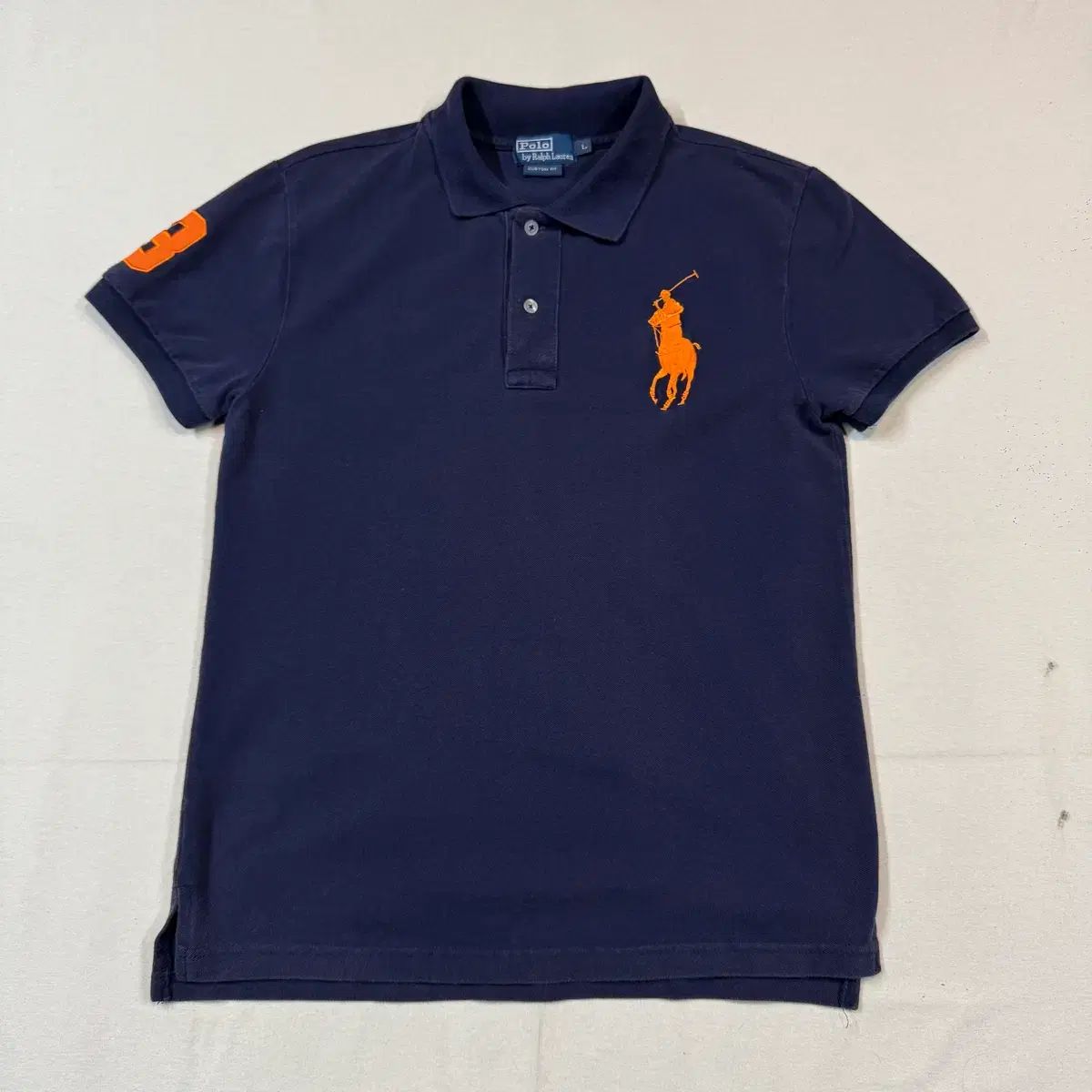 ポロ ラルフローレン Classic BIG PONY 半袖 カラーTシャツ ネイビー/オレンジ