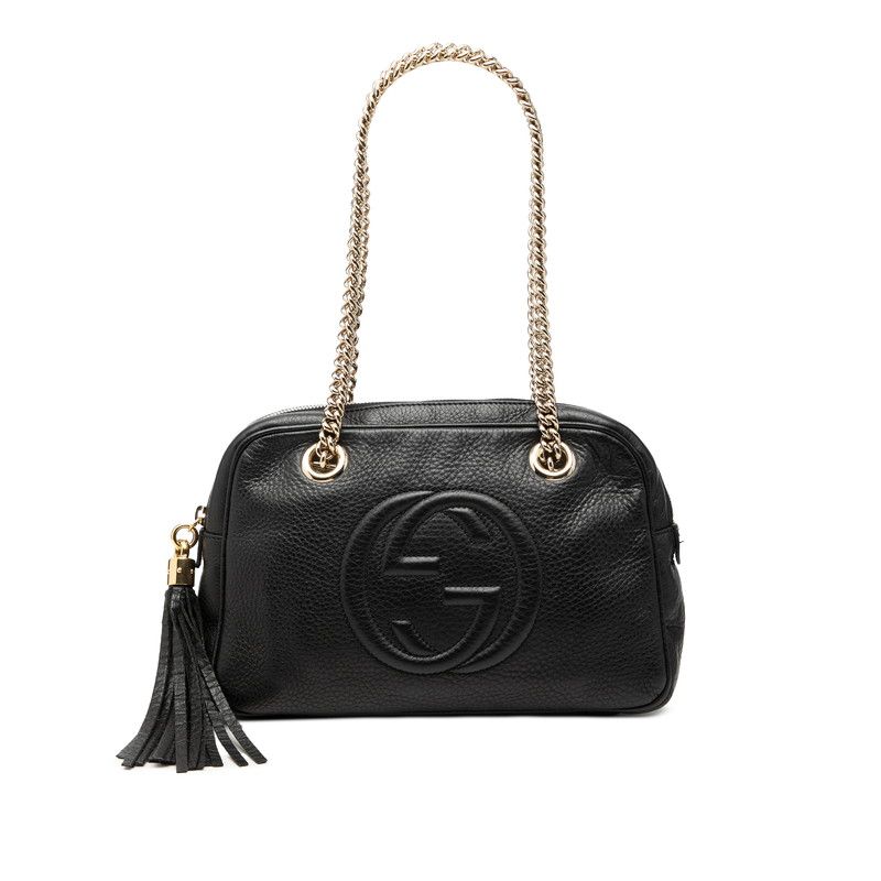グッチ ソーホー タッセル チェーン ショルダーバッグ 308983 ブラック レザー レディース GUCCI【1-0271313】
