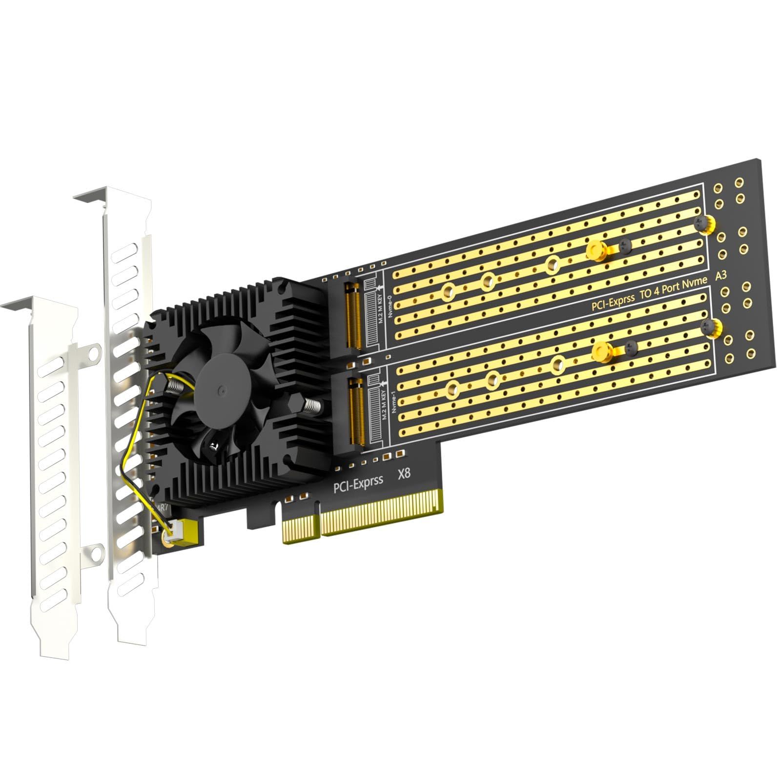 新品 GLOTRENDS PA40 4枚のM.2 PCIe 変換アダプタ PCIe 3.0 x8 インターフェース PCIe 分岐機能に対応 M.2 NVMe ソフト RAID に対応