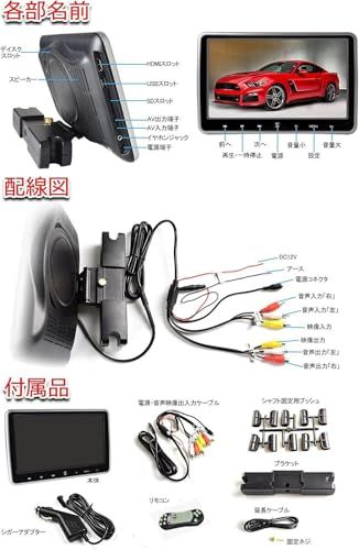 10.1ヘッドレストモニター DVDプレーヤー CPRM/HDMI対応 10.1インチ ポータブルDVDプレーヤー 1024*600 USB/SD/AV-IN/AV-OUT付き スピーカー内蔵 後部座席 軽薄設計 簡単取付 シガーアダプター付 29b47d35