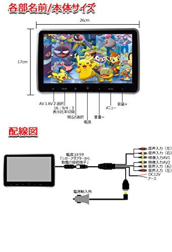 LOSKAヘッドレストモニター 対応 10.1インチリアモニター WSVGA1024*600pixelの 映像入力対応/IRヘッドホン対応 日本語説明書付き スピーカー内蔵 取付簡単「DVD無しタイプ」★m bf04298c