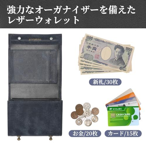 [prosperous] 財布 メンズ 2つ折りイタリアンレザー 本革 高級 一流の財布職人仕上げ プエブロレザー 二つ折り財布 小さい財布 コンパクト 箱型小銭入れ 大容量 誕生日父の日 人気ブランド ギフトブルー [並行輸入品]pms d78f86e2