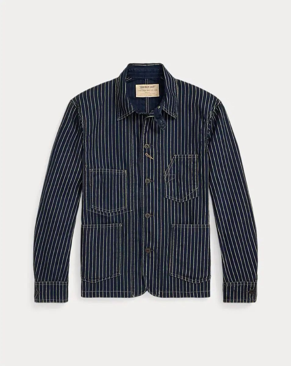 RRA Indigo ドット ストライプ ツイル エンジニア コート M