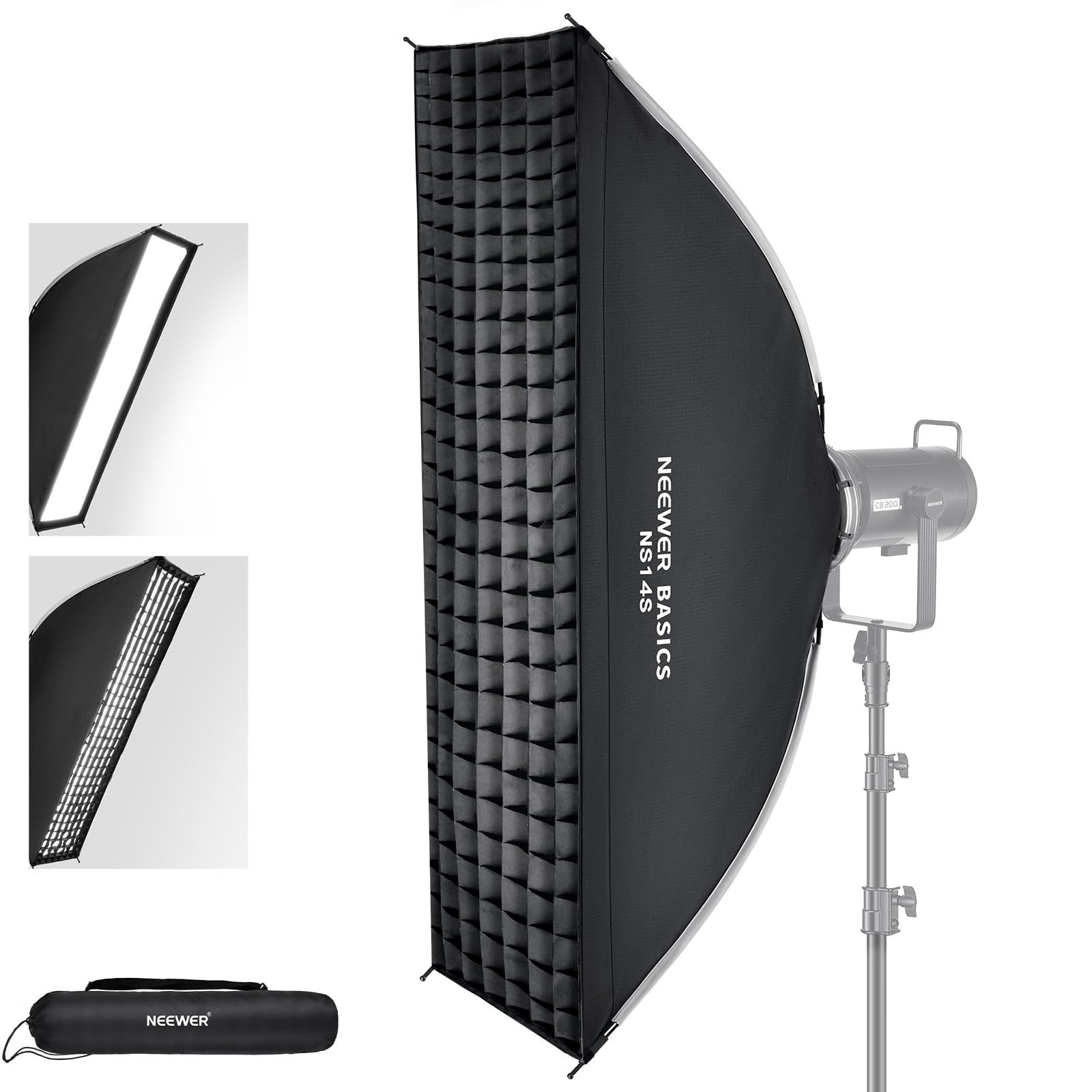 新品 NEEWER BASICS 長方形ソフトボックス 30x120cm ストリップソフトボックス ライトディフューザー/Bowensマウント付き クイックリリース 折りたたみ式 コンパチブル 120D/60D/100X/150C/600D/SL60W スタジ