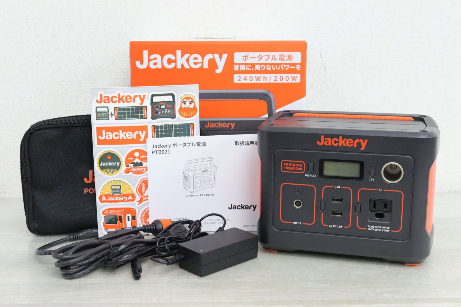 美品 Jackery ジャクリ ポータブル電源 PTB021 240Wh 定格出力200W 瞬間最大400W Z874