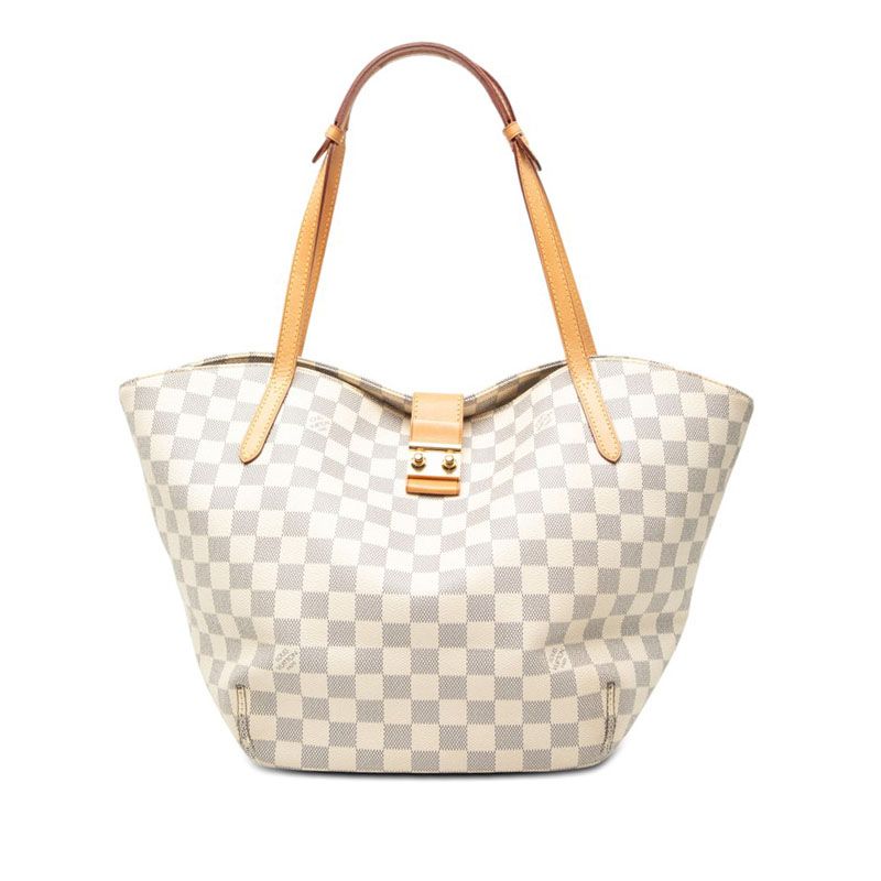 ルイ ヴィトン ダミエ アズール サリナPM トートバッグ ショルダーバッグ N41208 ホワイト PVC レザー レディース LOUIS VUITTON【1-0269582】
