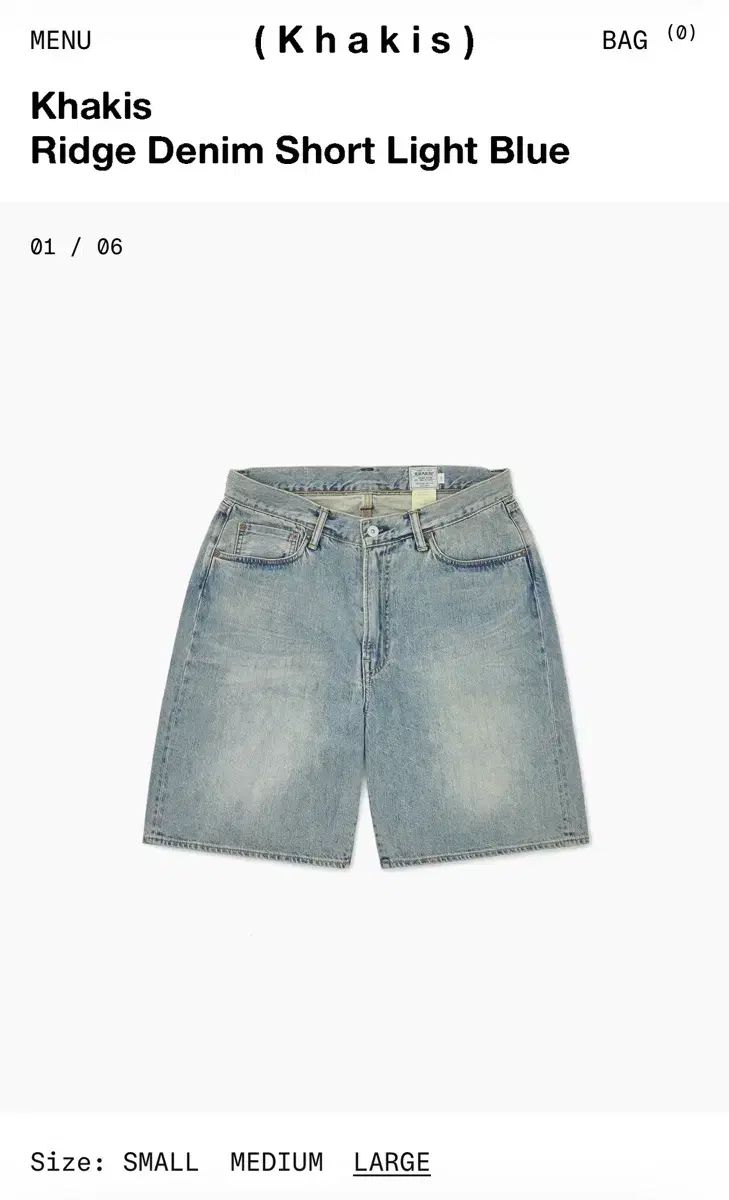 カーキ KHAKIS ridge denim short light blue