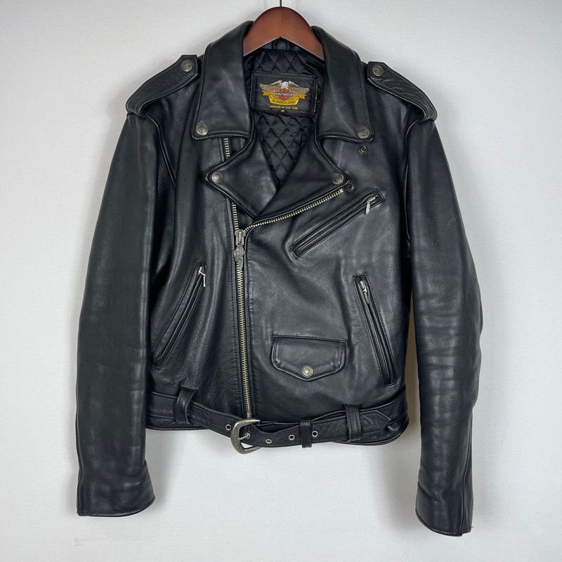 【中古品】 HARLEY DAVIDSON ハーレーダビッドソン COWHIDE LEATHER DOUBLE RIDERES JACKET カウハイドレザー ダブルライダース ジャケット YKKジップ アウター 【145-260531-yo-01-tei】
