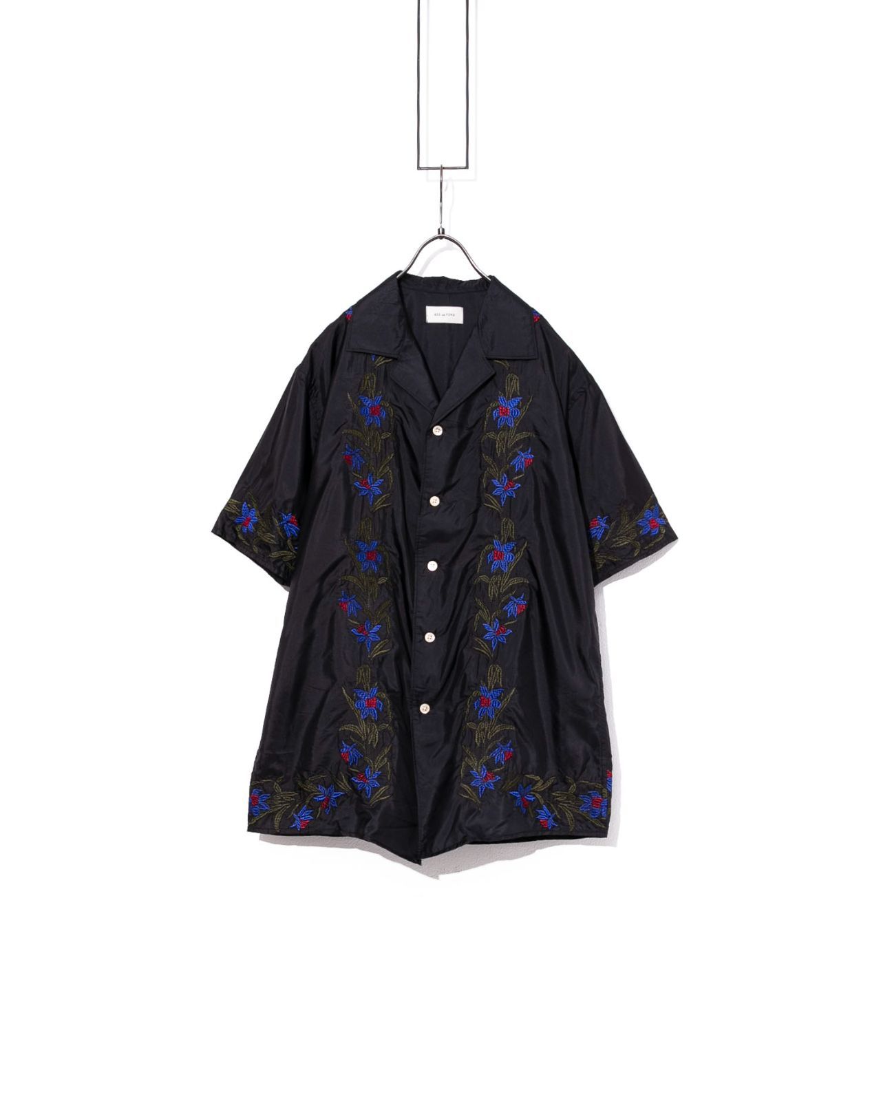 BED J.W. FORD　ベッドフォード　Embroidary Shirt　24SS-B-BL05シルク刺繍オープンカラーシャツ