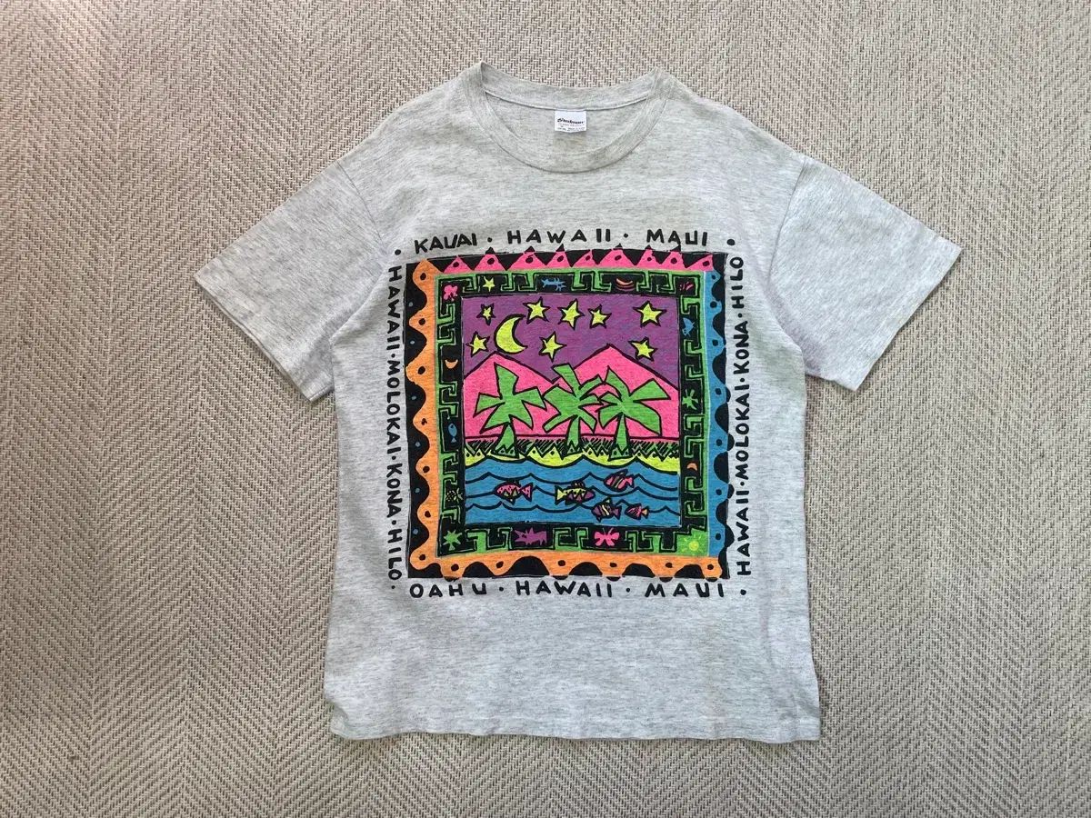 90s Single USA Stedman ハワイ Island アート 半袖Tシャツ