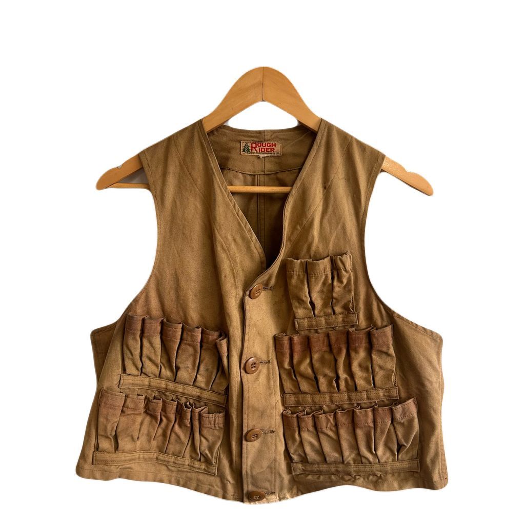 vintage 40s~ ROUGH RIDER ボロ 襤褸 ハンティングベスト hunting best フィッシングベスト カーキ NO.T595