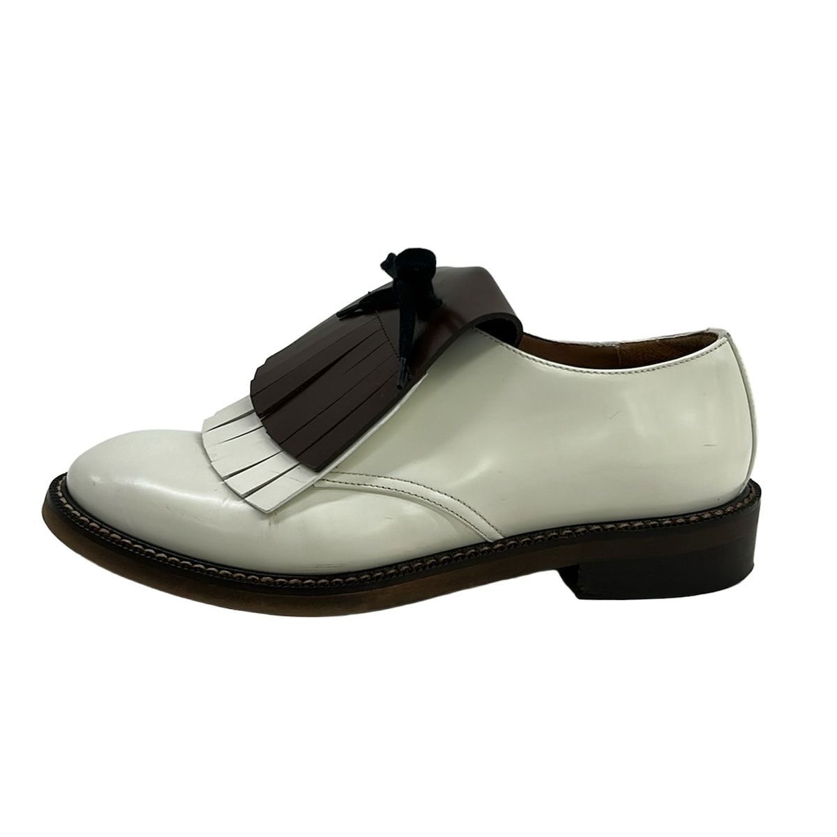 MARNI(マルニ) シューズ 38 レディース - 白×ブラウン フリンジ レザー