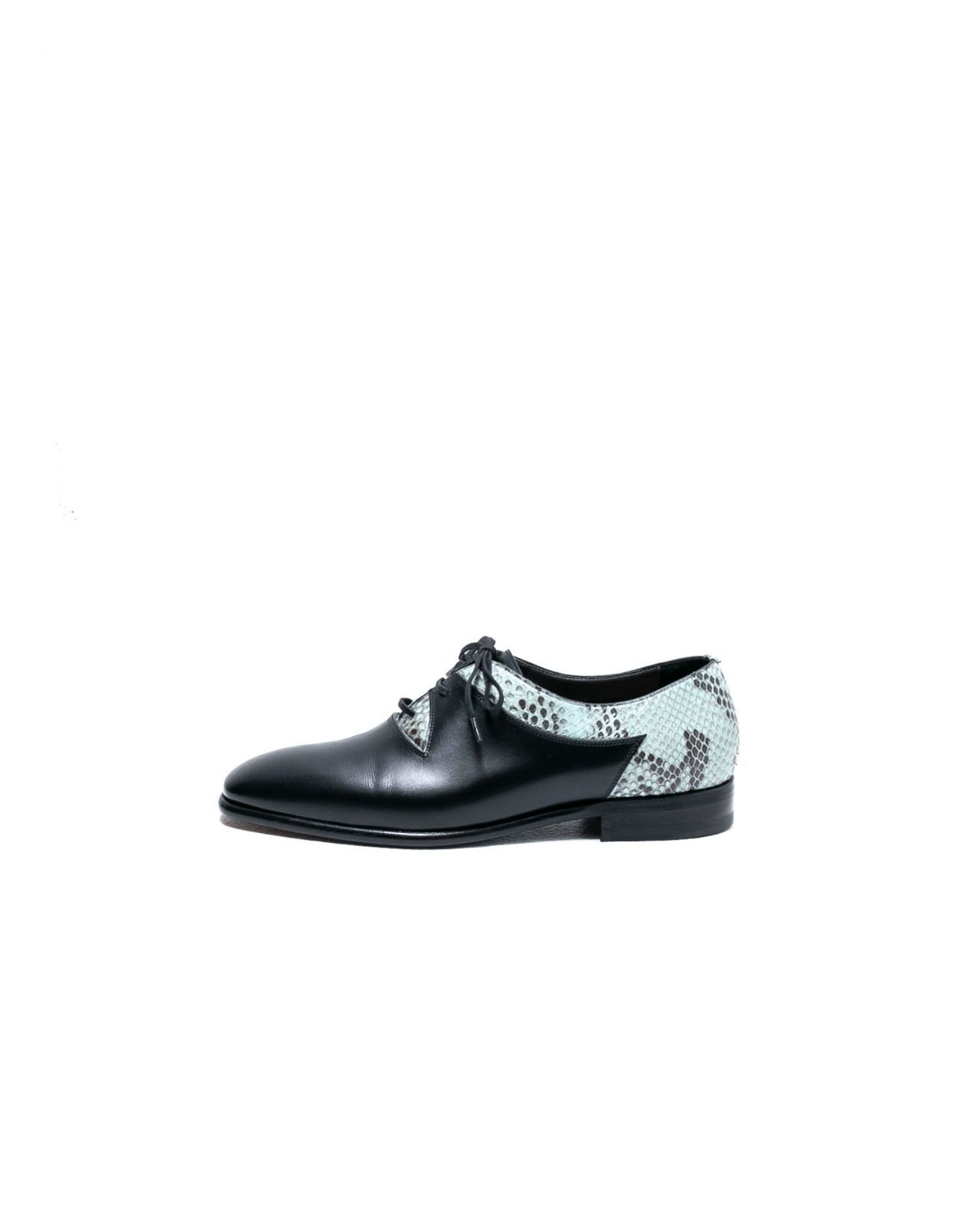 F.LLI Giacometti フラテッリジャコメッティ FUXIA ANILOU NERO+PITONE TURCHESE 箱ありFG643.0043アイレットオックスフォードシューズ Size:42