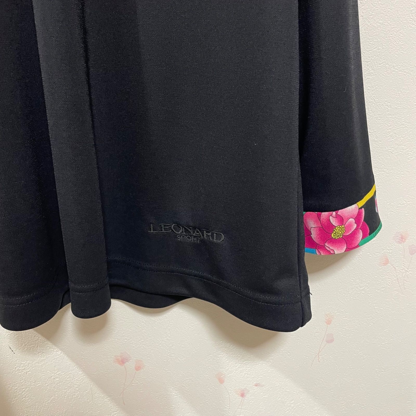 美品 レオナールスポーツ スイーツ ドット 総柄 ハーフジップ 長袖 カットソー レオナールスポーツ LEONARD SPORT ハーフジップ カットソー 44 XL