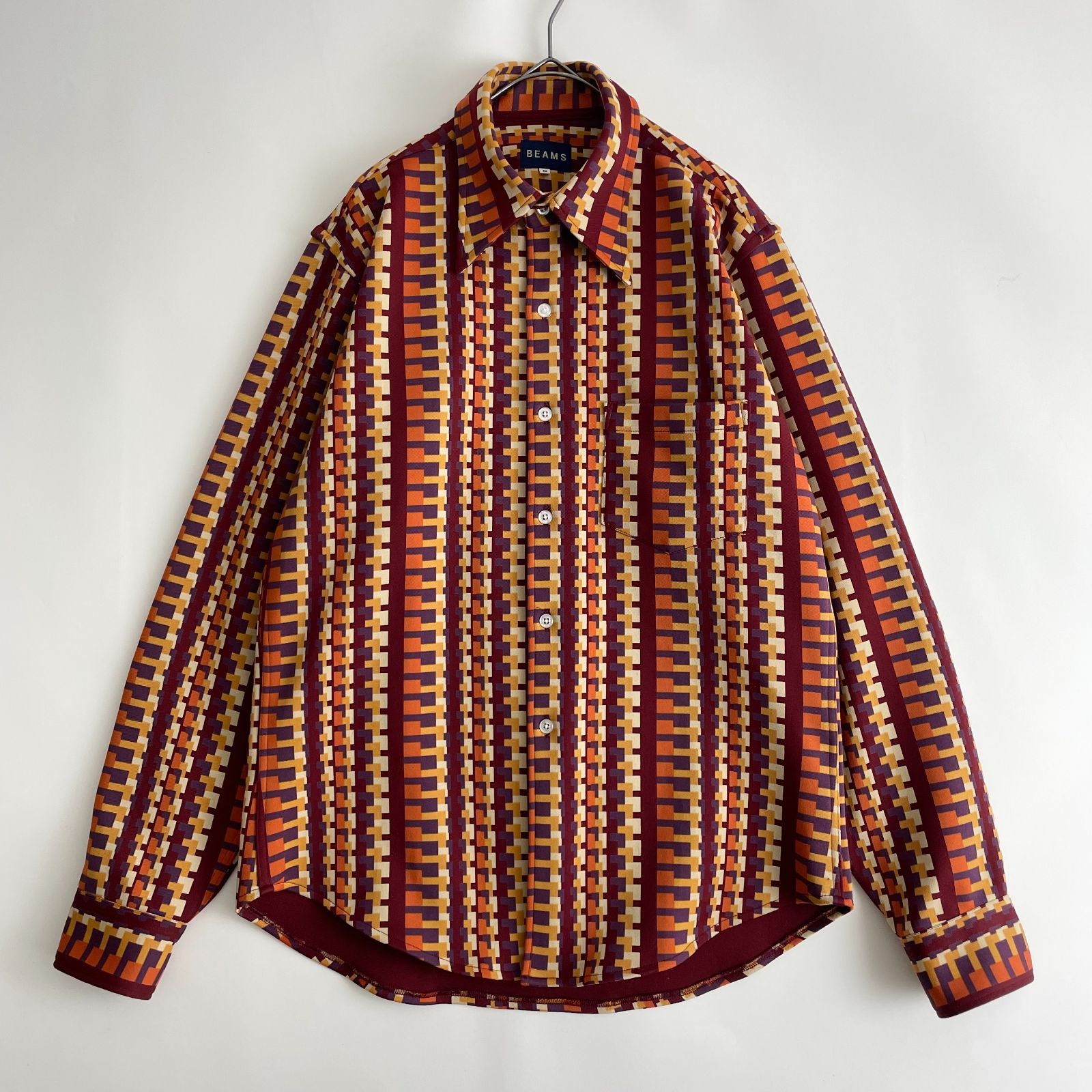 【初期/希少/80s-90s】BEAMS size/M (c) VINTAGE SHIRT 美品 アーカイブ オールドビームス ジオメトリックシャツ ヴィンテージ古着 レトロ