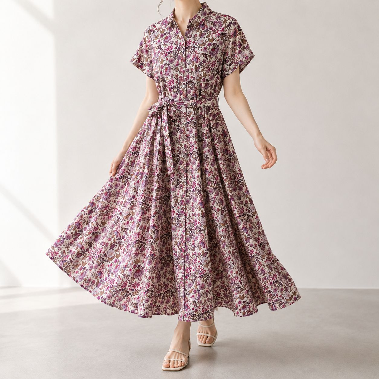 美品 SCAPA スキャパ 花柄 リバティプリント クリステル ワンピース 