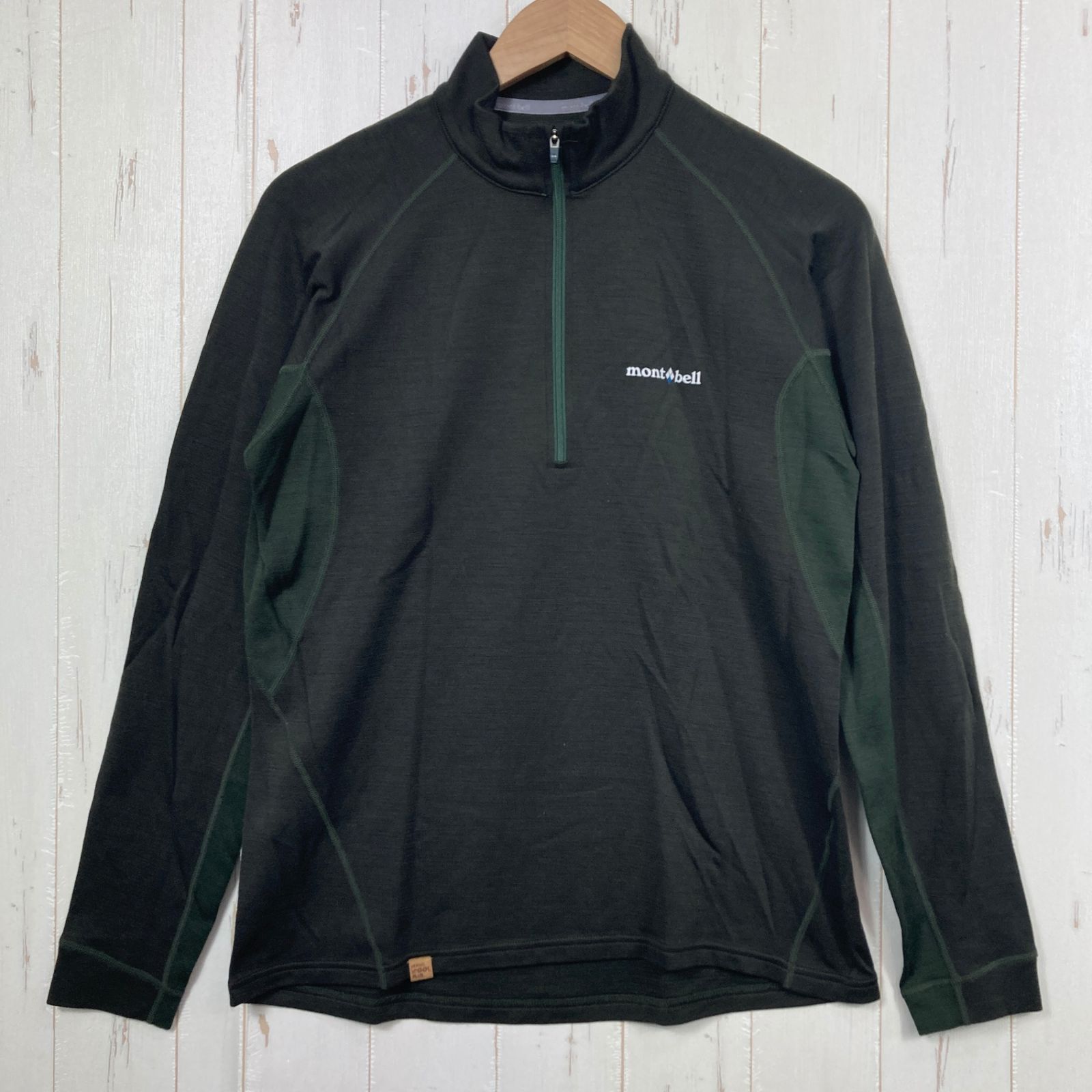 ✉️Men's M グリーン系 Montbell ( モンベル ) メリノウールプラス アクション ジップネック Merino Wool Plus Action Zip Neck メリノウール ウェア トップス インナー シャツ ロングスリー
